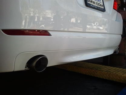 Megan Racing Supremo Exhaust System Single Burnt Rolled Tip for BMW F10 5 Series 2011+ T304 Stainless Steel 63mm ID 89mm OD MR-ABE-BF10-VO-RR+RL