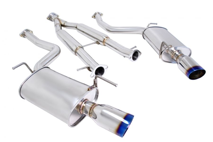 Megan Racing Exhaust System G37 Sedan for 2008-2013 Dual 4" Burnt Rolled Tips T-304 Stainless Steel - MR-CBS-IG094D-VO-RR+RL+M