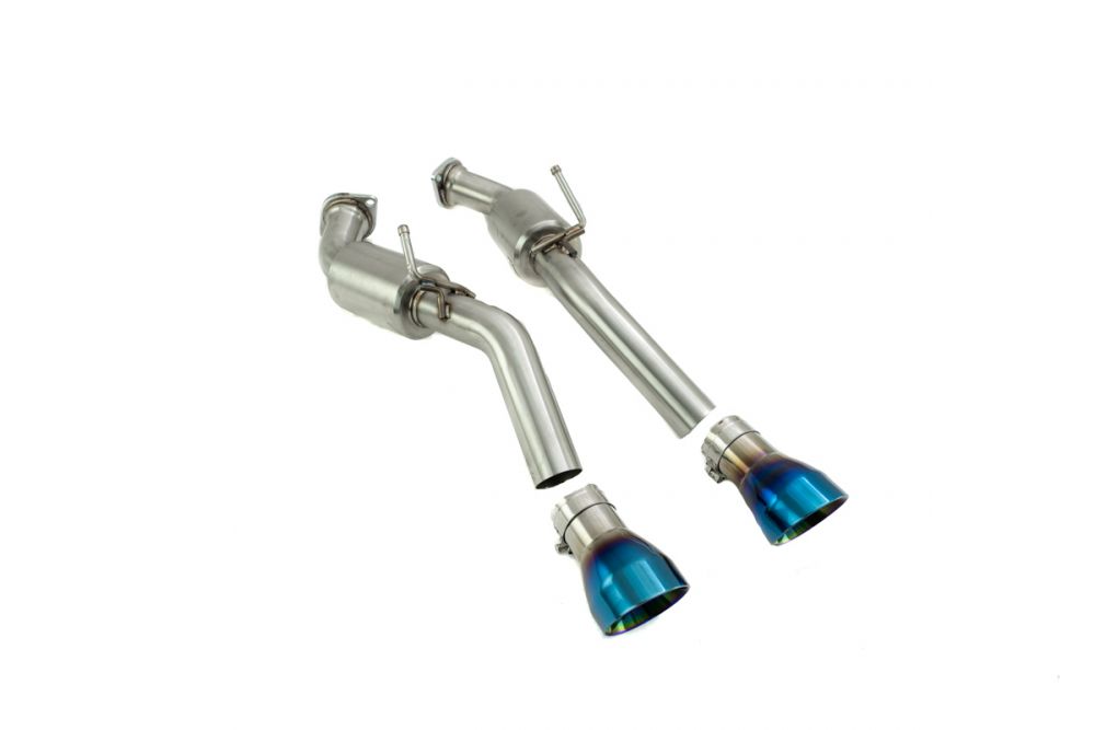 Megan Racing Exhaust System Midsection & Muffler for 2016+ Infiniti Q50 3.0 Twin Turbo - Burnt Blue Tips MR-CBS-IQ14X-BT-R + MR-CBS-IQ14X-M