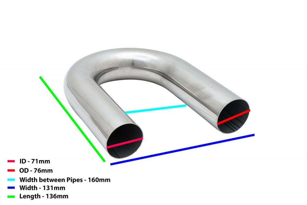Megan Racing U Tube 76mm - Outer 71mm Inner 76mm Length 160mm Width 131mm MR-U-76