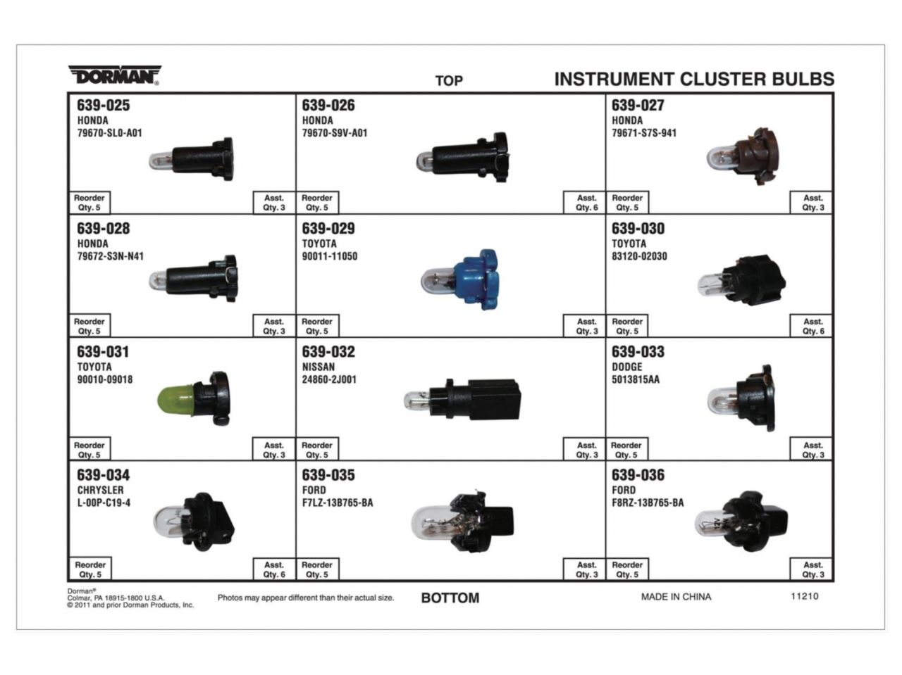 Dorman Instrument Bulb Tray