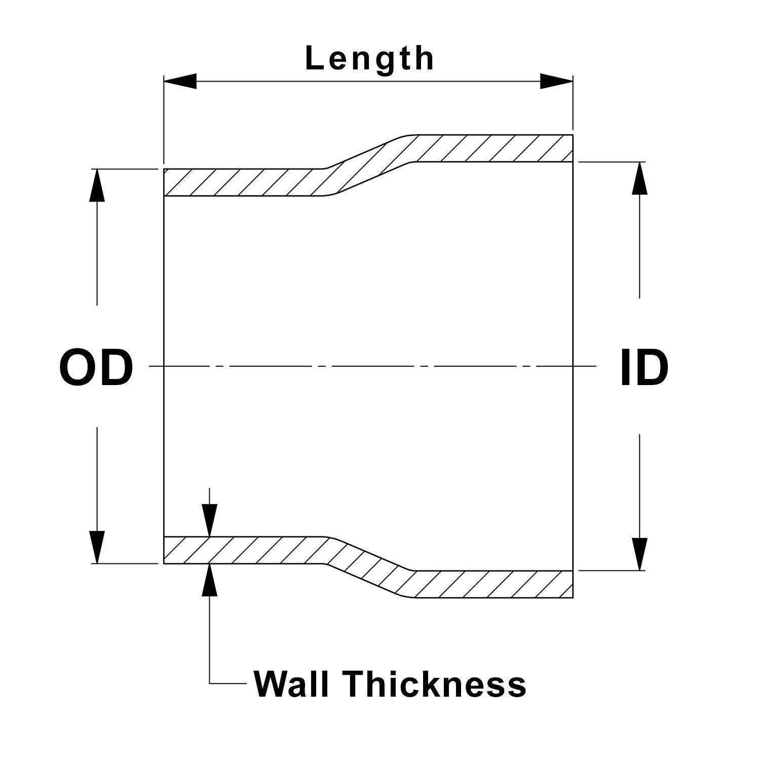 HPS 2-1/2" OD to 2-1/2" ID, 6061 Aluminum Slip Fit Transition Reducer Tube Joiner, 4" Long