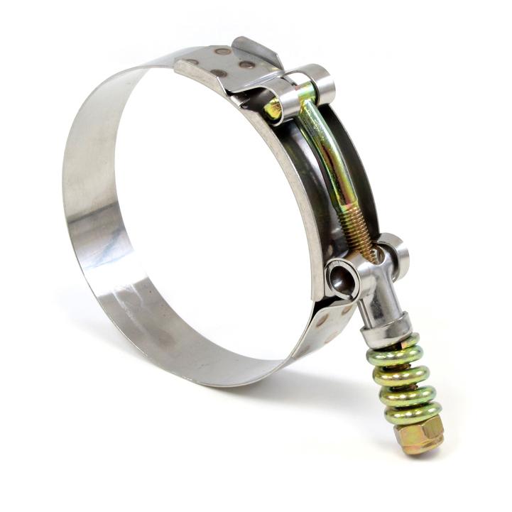 HPS Stainless Steel Spring Loaded T-Bolt Hose Clamp SAE 84 fits 3.25" ID hose, Range: 3.5"-3.82" (89mm-97mm)