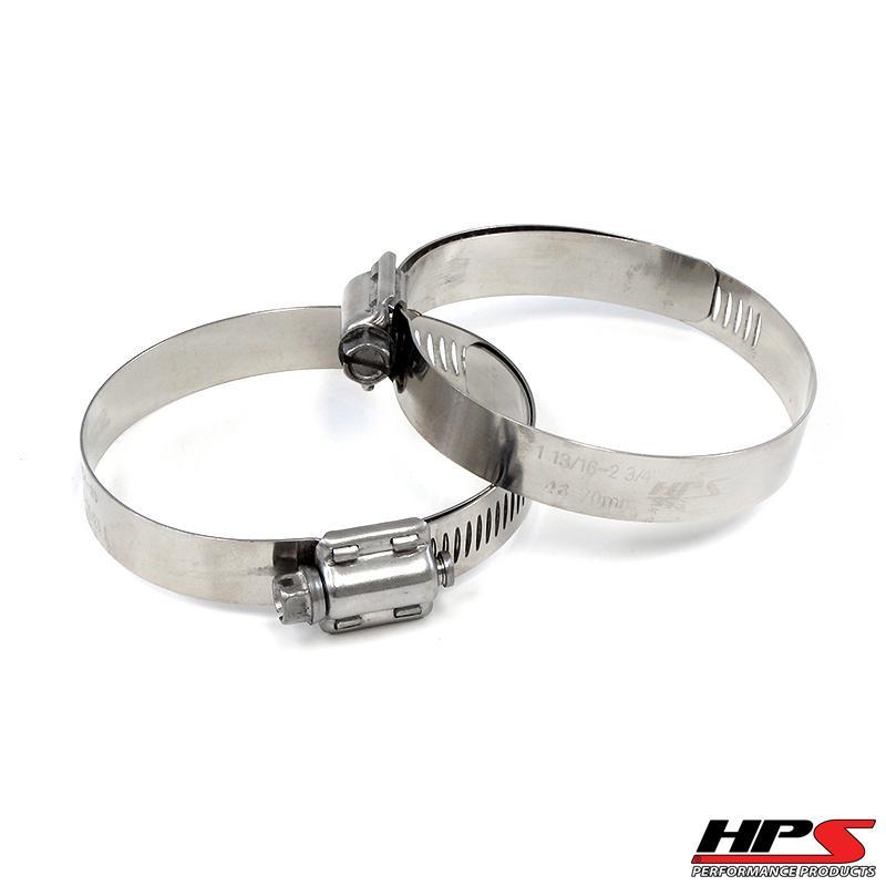 HPS Performance Products HPS Stainless Steel Worm Gear Liner Hose Clamp SAE 48 2pc Pack 2-9/16" - 3-1/2" (65mm-89mm)