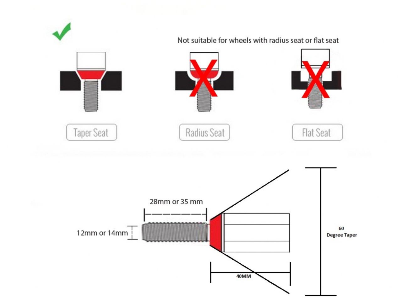 Godspeed  Euro-Type Taper Cone Lug Bolts