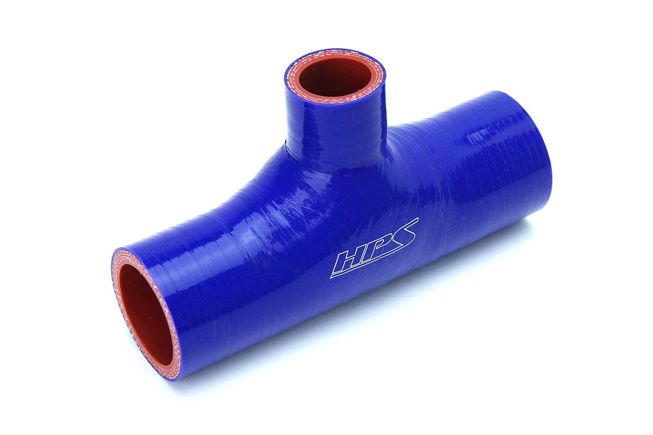 HPS 3" ID, 1" ID Branch, Silicone T Hose Coupler Hose Adapter, High Temp 4-ply Reinforced, 76mm ID, Blue