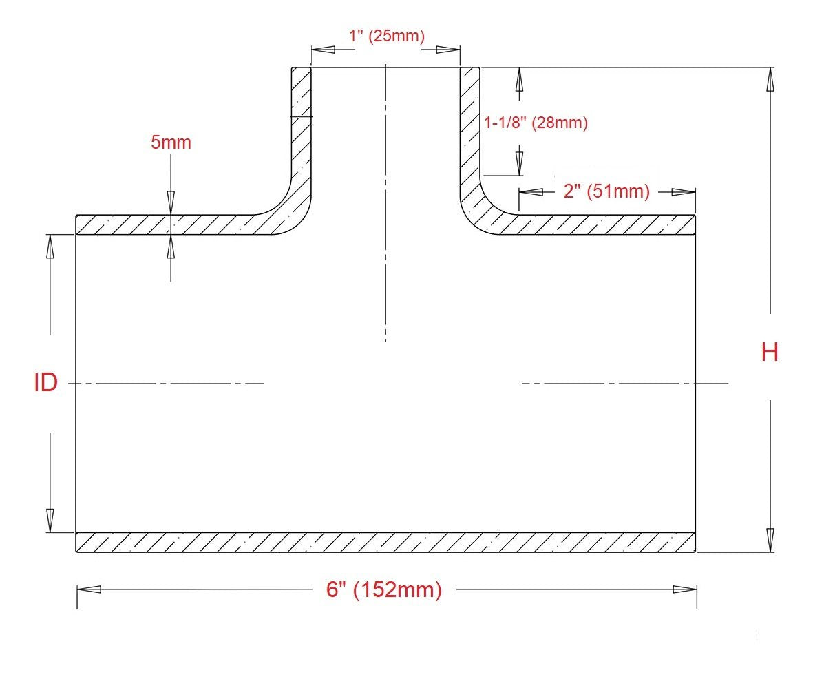 HPS 1" ID, 1" ID Branch, Silicone T Hose Coupler Hose Adapter, High Temp 4-ply Reinforced, 25mm ID, Black