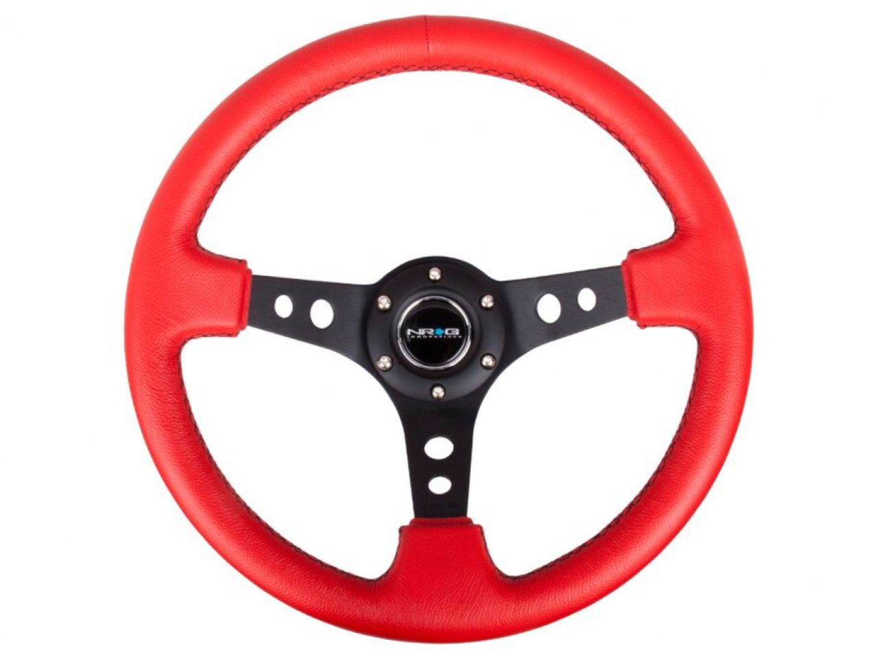 NRG Reinforced Steering Wheel - 350mm Sport Steering Wheel (3" Deep) - Bla