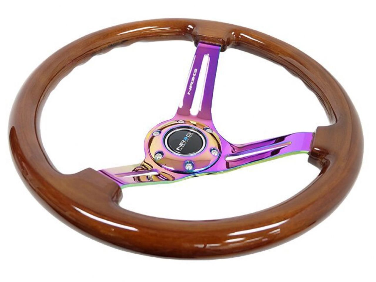 NRG Reinforced Classic Wood Grain Wheel, 350mm, 3 spoke Slotted Center Neo