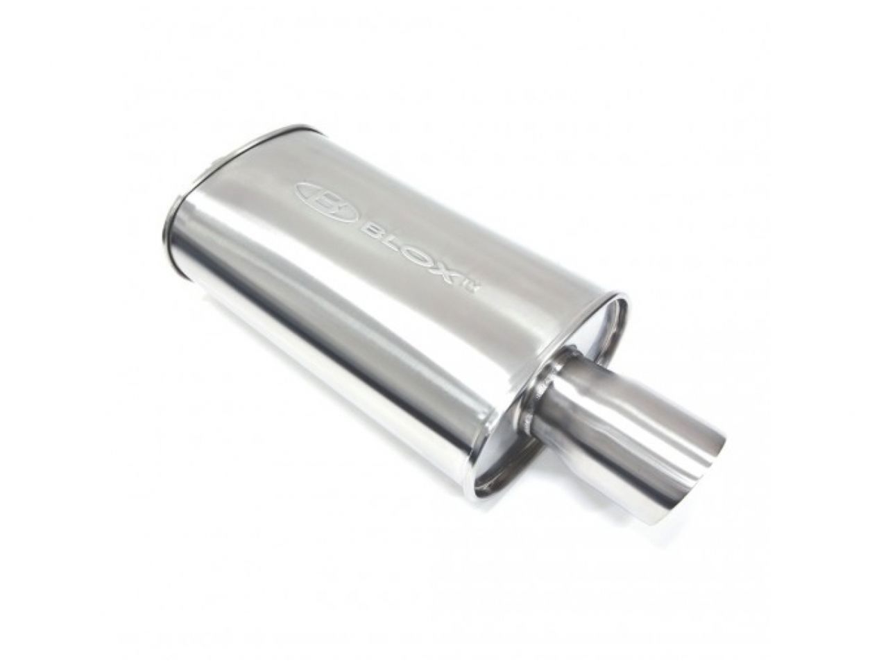 BLOX Racing 2.5in Stainless Steel SL Sport Muffler w/ Double Wall Slant Cut Tip -