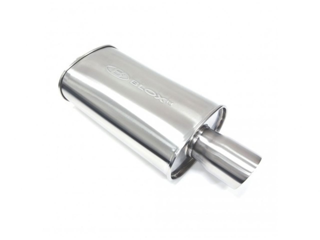 BLOX Racing 3in Stainless Steel SL Sport Muffler w/ Double Wall Slant Cut Tip - Br