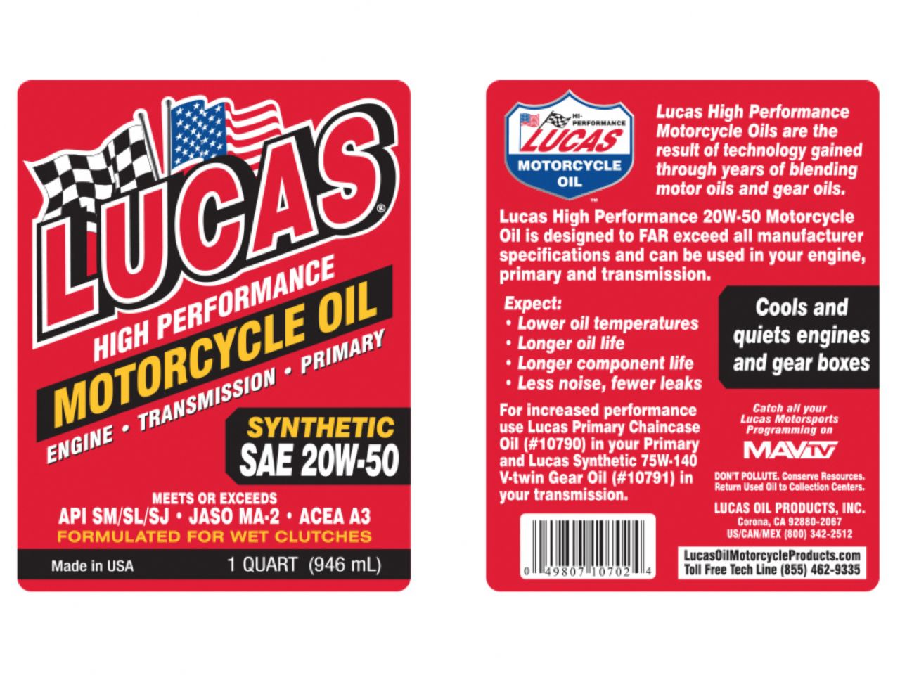 Lucas Oil 20W-50 Motorcycle Oil
