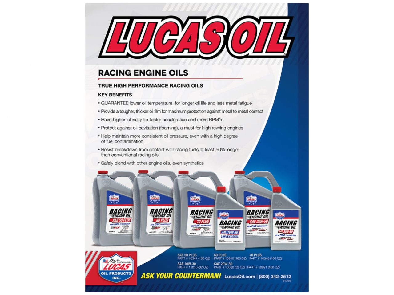 Lucas Oil SAE 20W-50 Racing Oil 1 Quart