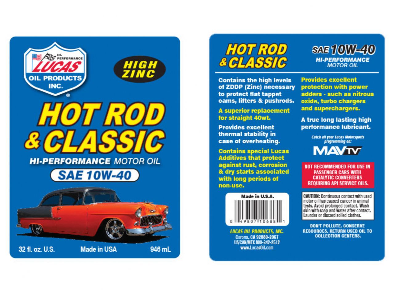Lucas Oil 10W-40 Hotrod & Classic