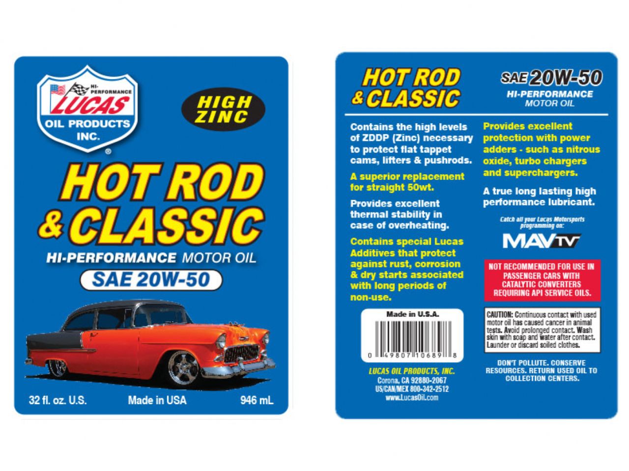 Lucas Oil 20W-50 Hotrod & Classic